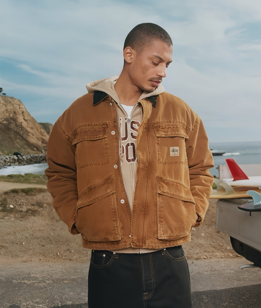 Stussy Washed Canvas Shop Jacket Bronze — Washed Canvas, Workwear