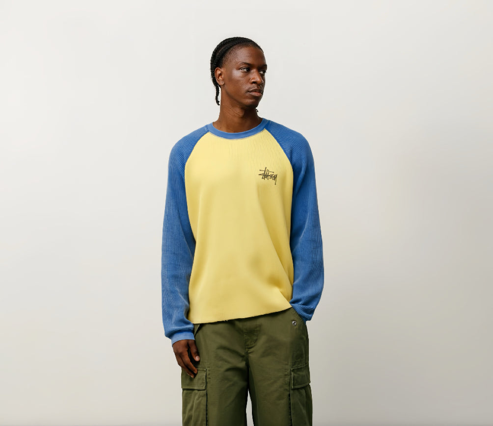 Stussy Basic Thermal 2 Tone Yellow — Waffle Texture, Easy Layering