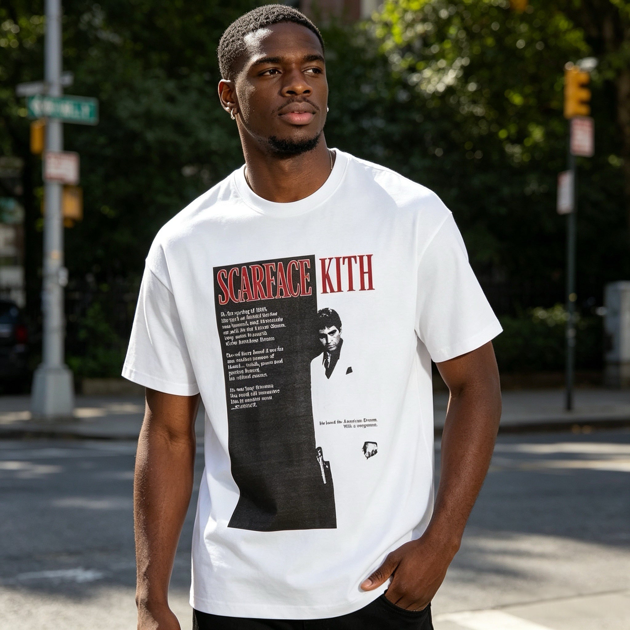 Kith x Scarface Film Poster Vintage Tee White — Archive Graphic, Light Base