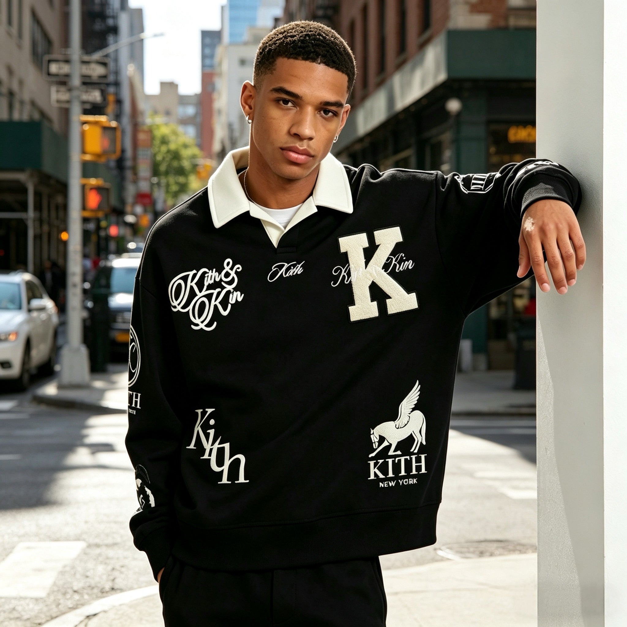 KITH トレーナー Kith Nelson Collared Rugby Pullover Black Beyond the Basic