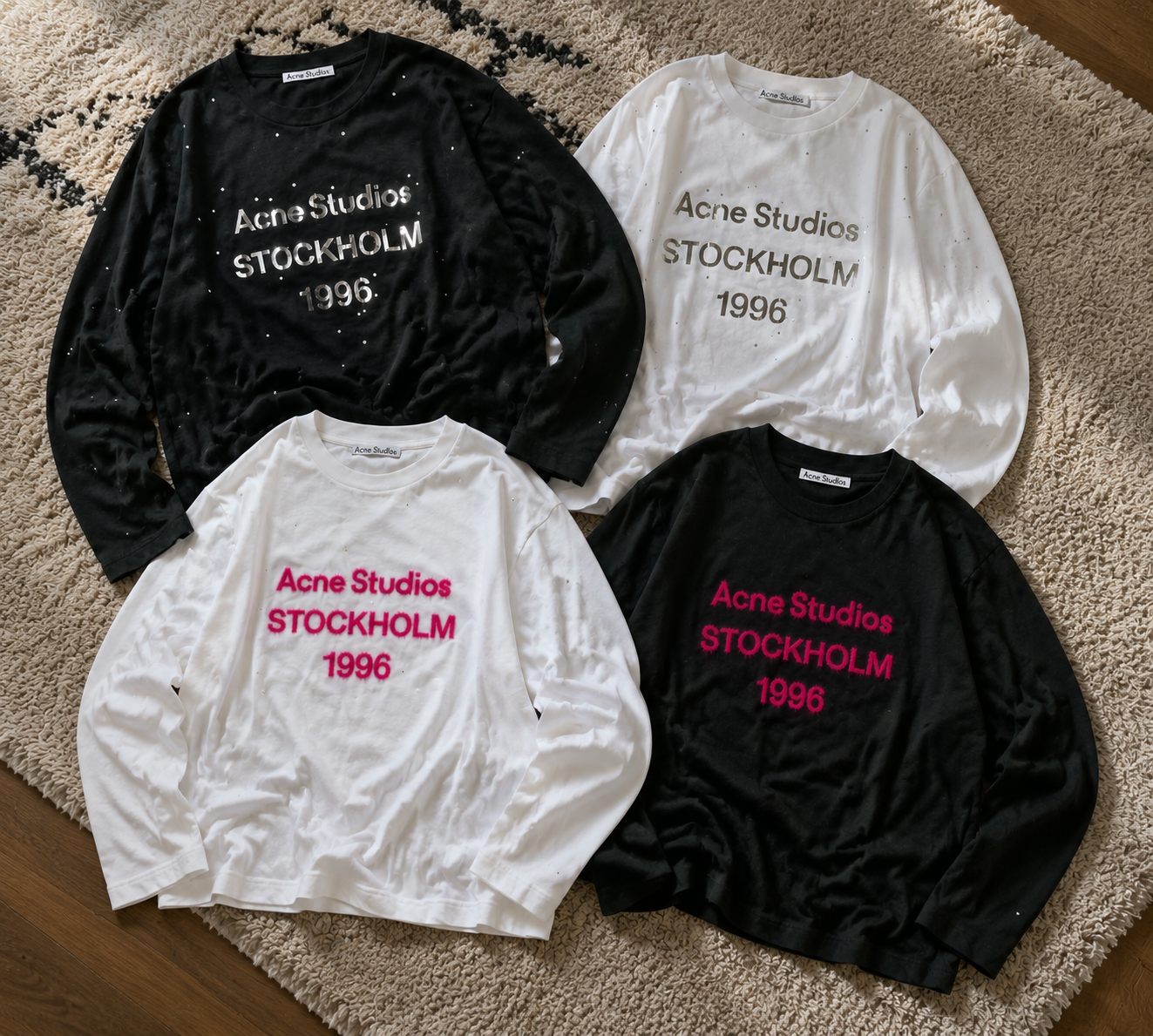 Acne Studios Logo Long Sleeves In Black And White