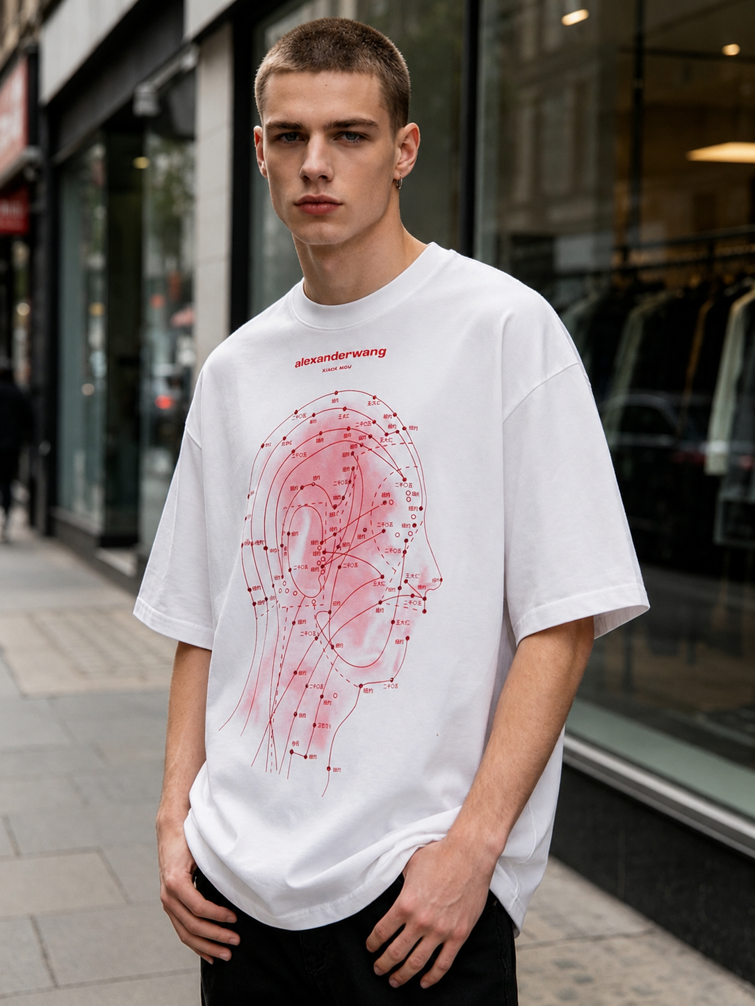 Alexander Wang Eastern Medicine Graphic TShirt Ash White Urban Symbol Tee