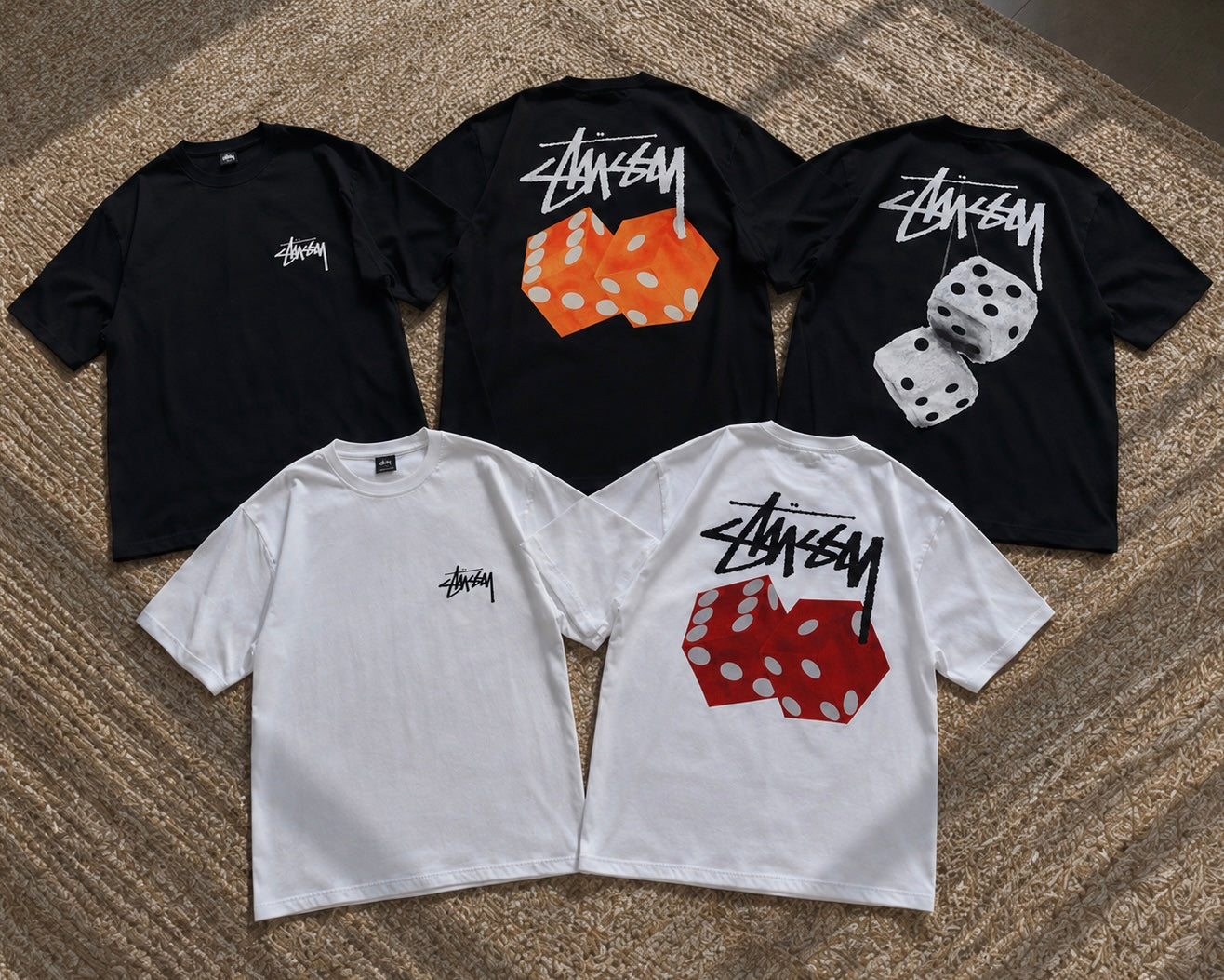 Stussy Diced Out and Fuzzy Dice Tees Compared