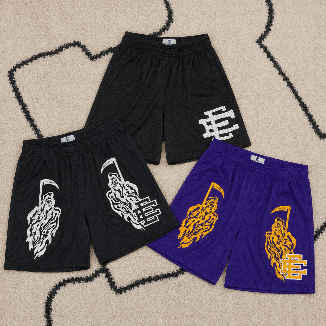 Black White to Purple Yellow Choosing Eric Emanuel Shorts