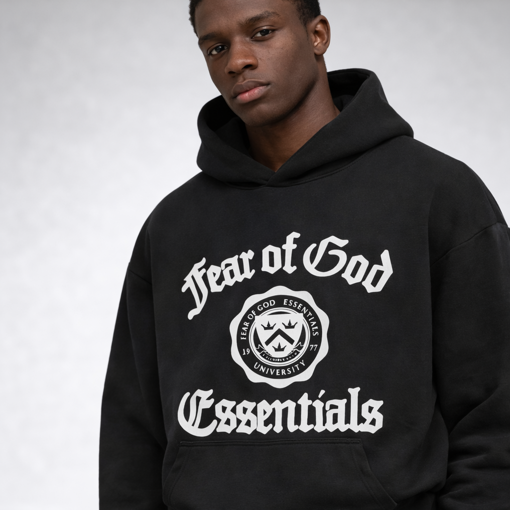 Fear of God Essentials Heavy Fleece Vintage Shrunken Hoodie Black β Design-Forward Warmth, High Value