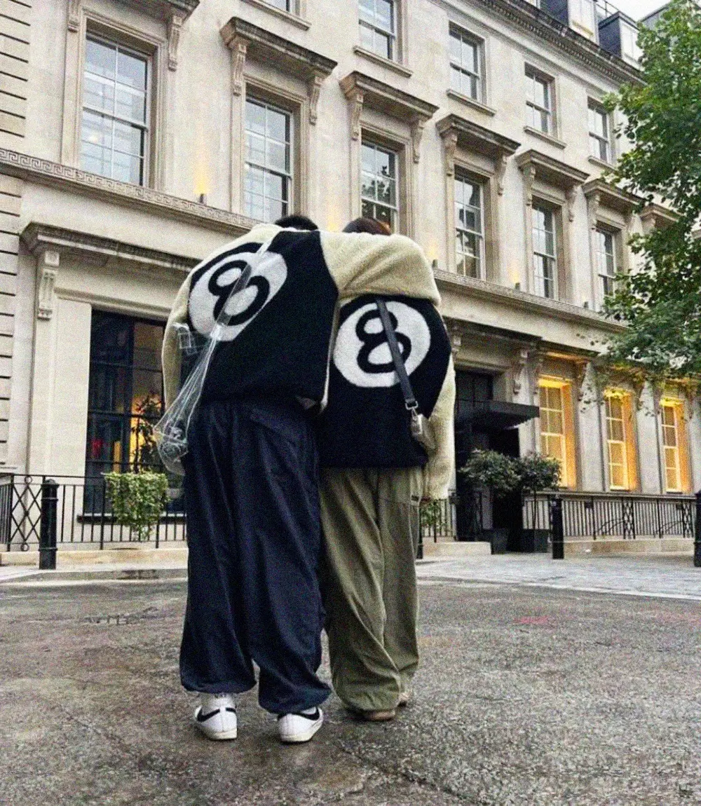 Stussy Sherpa Jacket with 8 Ball Design - Warm, Stylish Winter Outerwear