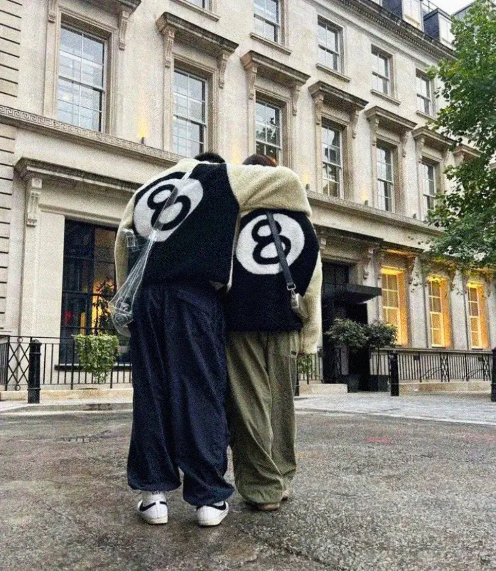 Stussy Sherpa Jacket with 8 Ball Design - Warm, Stylish Winter Outerwear