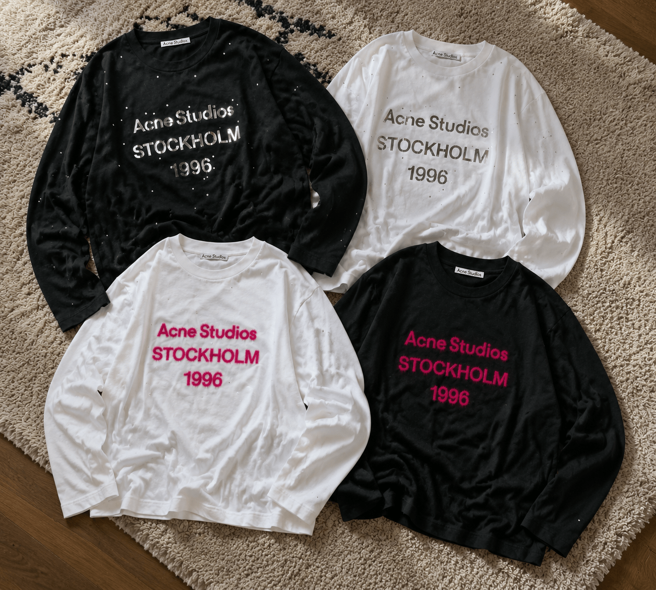 Acne Studios Logo Long Sleeves In Black And White - AFewVibe