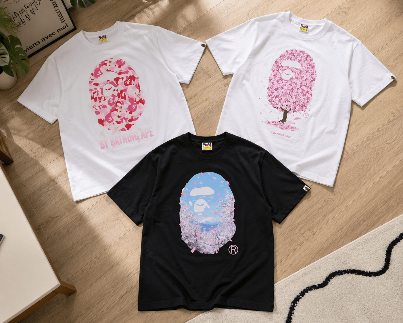 BAPE Sakura Tees Compared Three Designs Three Different Looks - AFewVibe