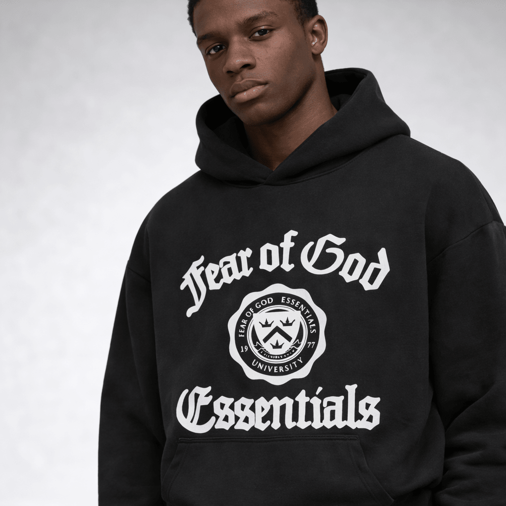Fear of God Essentials Heavy Fleece Vintage Shrunken Hoodie Black — De ...