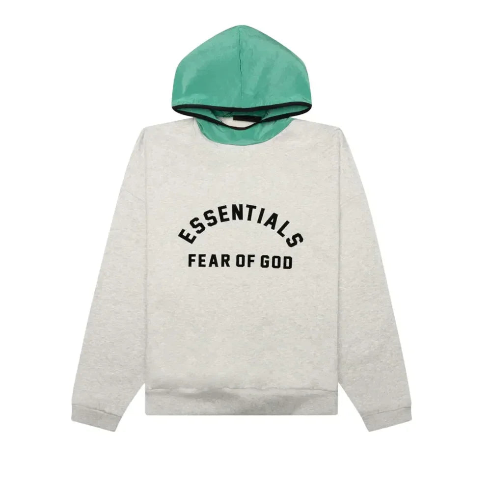 Where to buy Fear Of God Essentials Nylon Fleece Hoodie Light Heather Grey/Mint Leaf - AFV Clothes