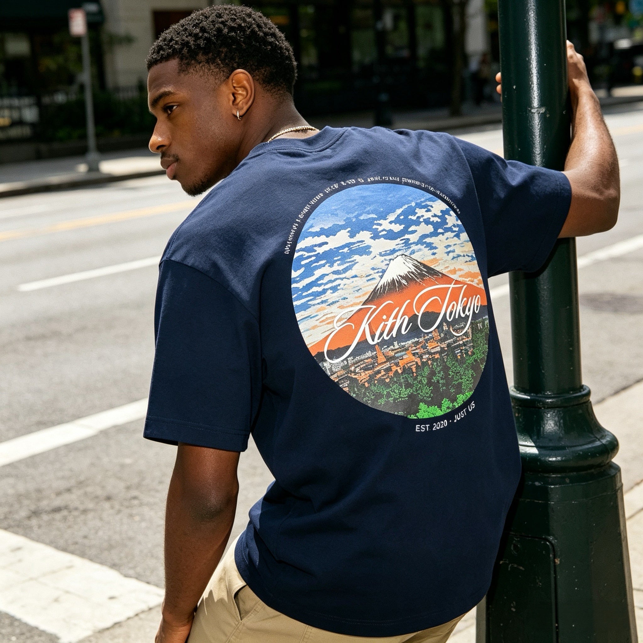KITH TOKYO FUJI LOGO TEE Navy — Midnight City Graphic - Afewvibe