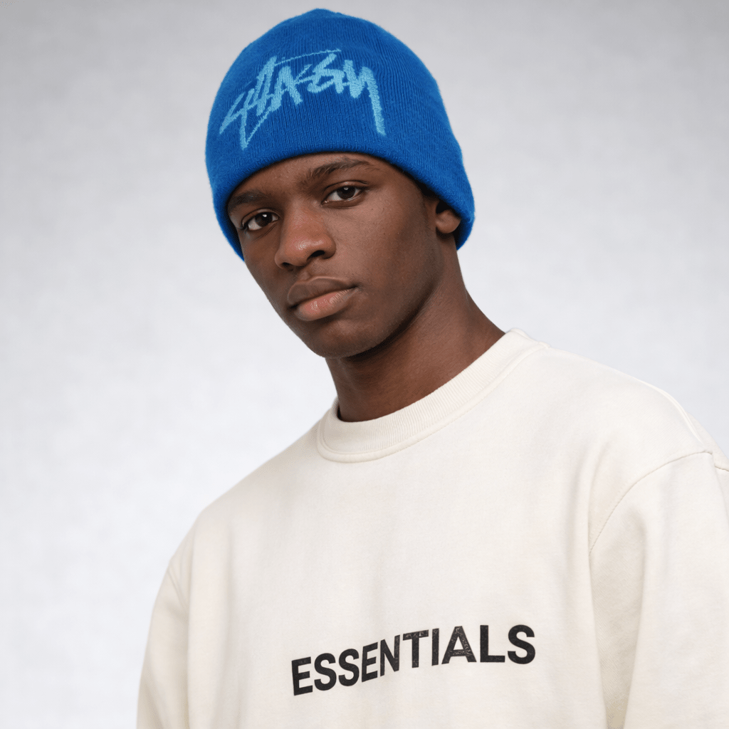 Stussy Brushed Out Stock Skullcap Blue — Brushed Texture, Everyday Styling - Afewvibe