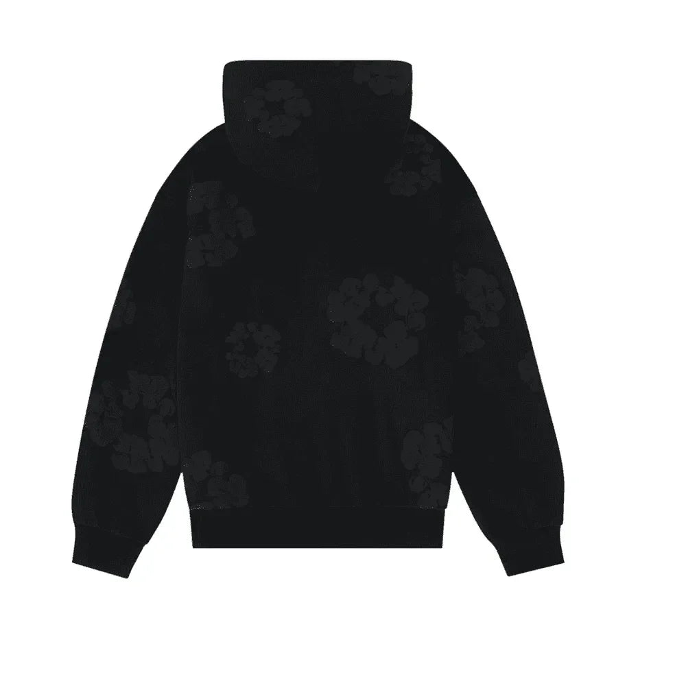 Denim Tears Cotton Wreath Hooded Sweatshirt Black Monochrome - AFV Clothes
