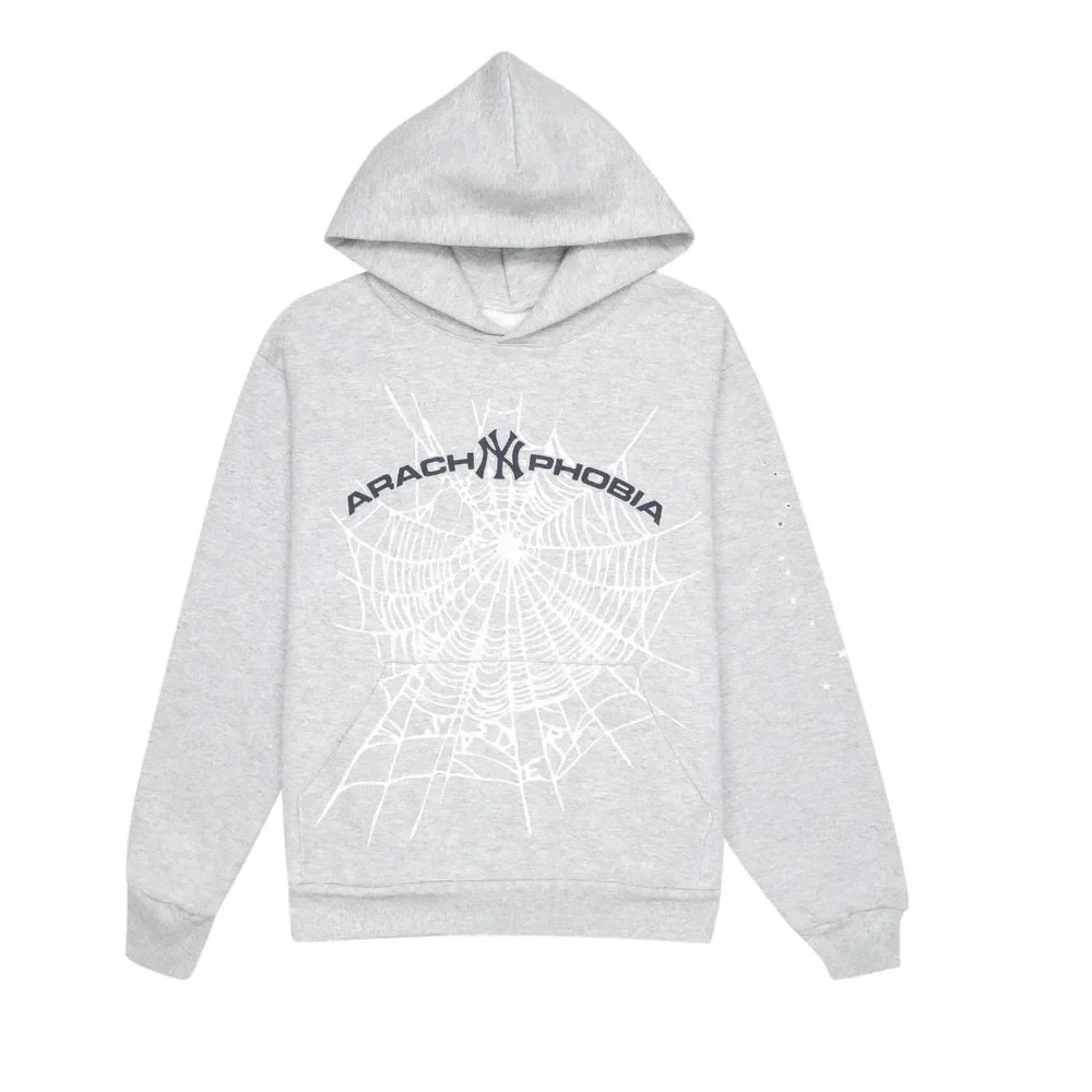Sp5der Arach NY Phobia Hoodie Ash Grey - AFV Clothes