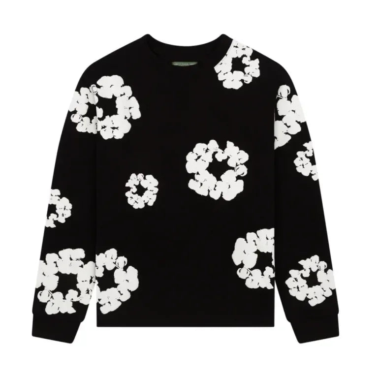 Denim Tears Long Sleeve Cotton Wreath T-shirt Black - AFV Clothes