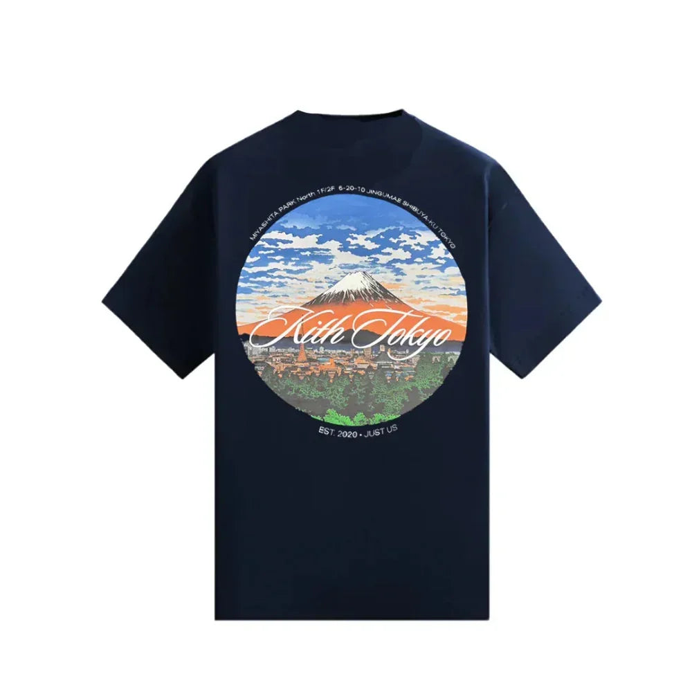 KITH TOKYO FUJI LOGO TEE Navy