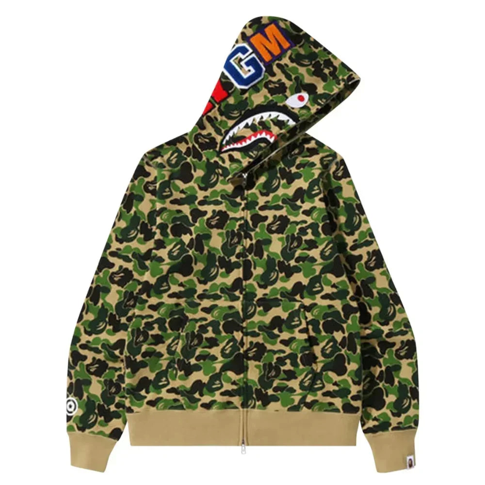 BAPE ABC Camo Shark Full Zip Hoodie Green