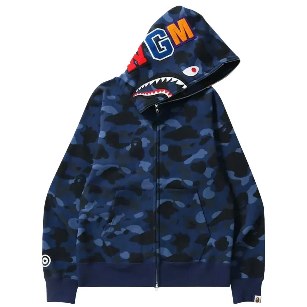 BAPE Color Camo Shark Full Zip Hoodie Navy