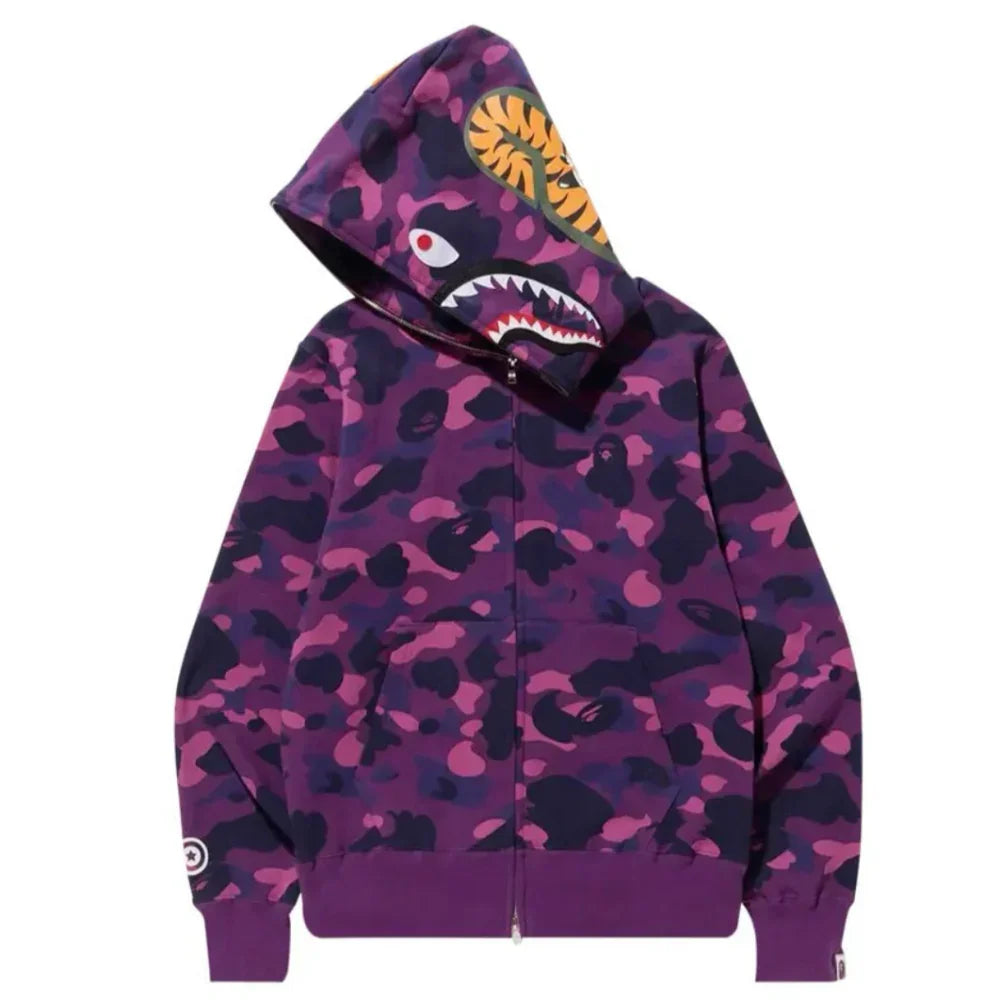 BAPE Color Camo Shark Full Zip Hoodie Purple