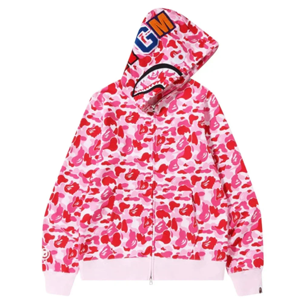 BAPE ABC Camo Shark Full Zip Hoodie Pink