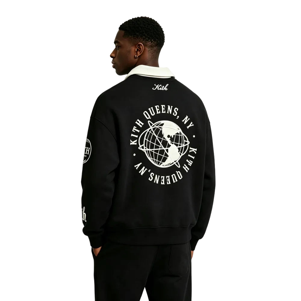 Kith Nelson Collared Rugby Pullover Black