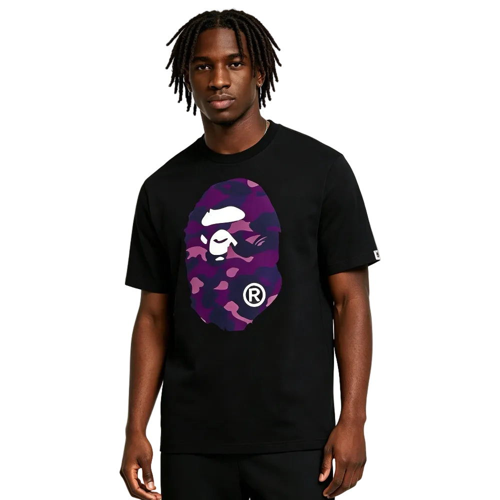 BAPE Color Camo Big Ape Head Tee Black Purple