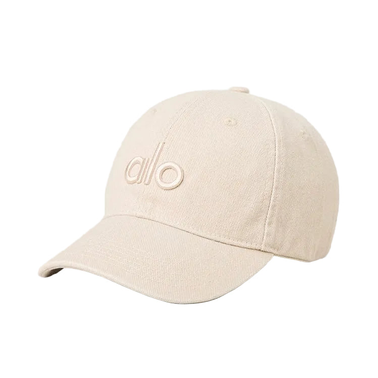 Alo Washed Off Duty Cap Monument Wash Sand Dollar with tonal logo and washed finish