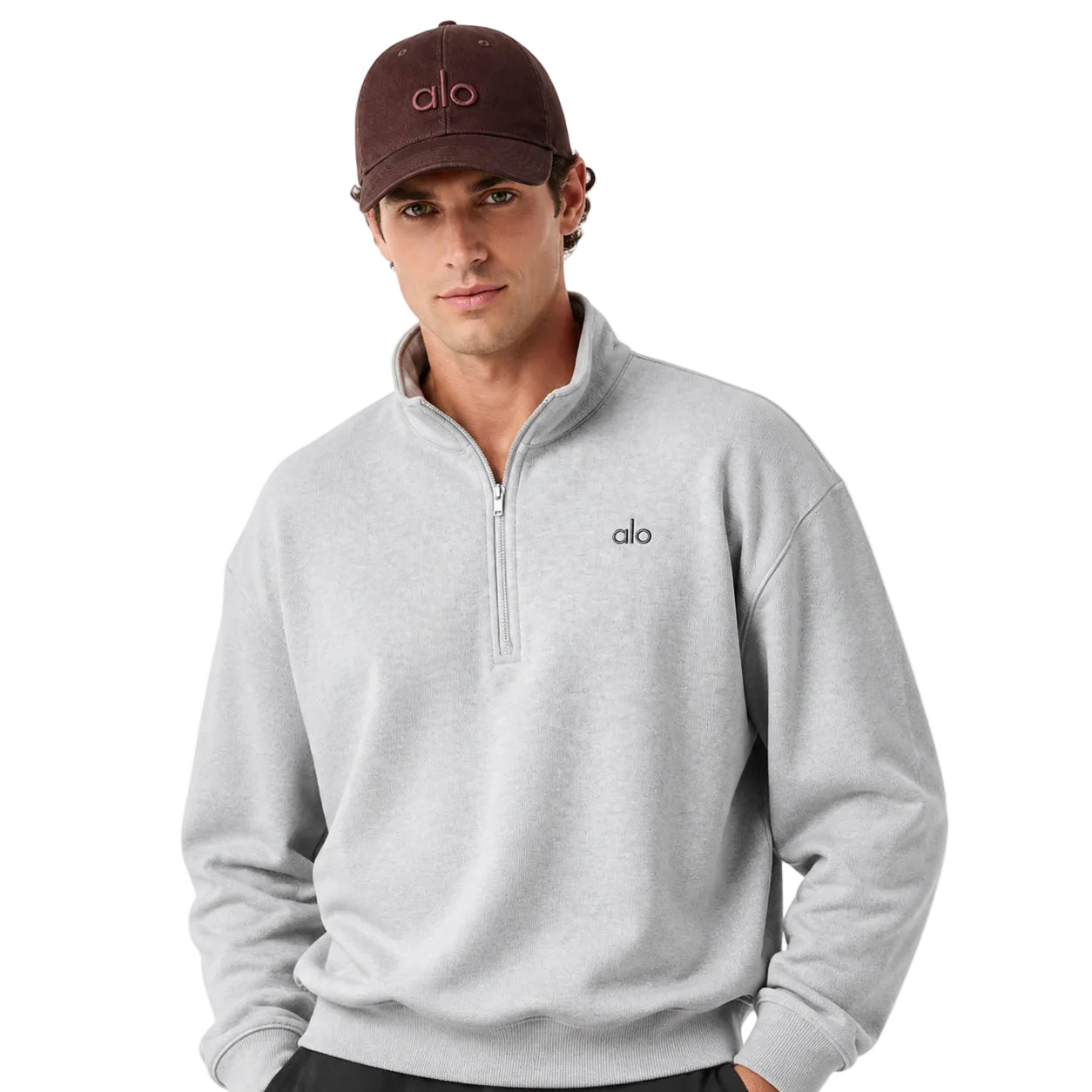 Alo Yoga Washed Off Duty Cap Brownstone Wash shown on model wearing the cap
