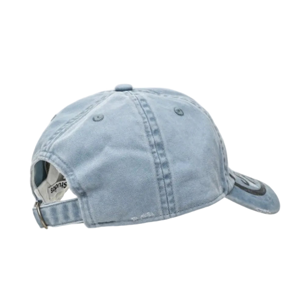 Acne Studios Blue Printed Logo Cap product view with printed logo detail