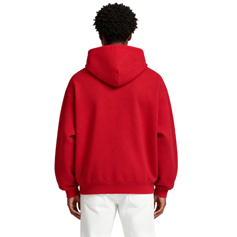 Sp5der VVS Hoodie Red shown on model from the back