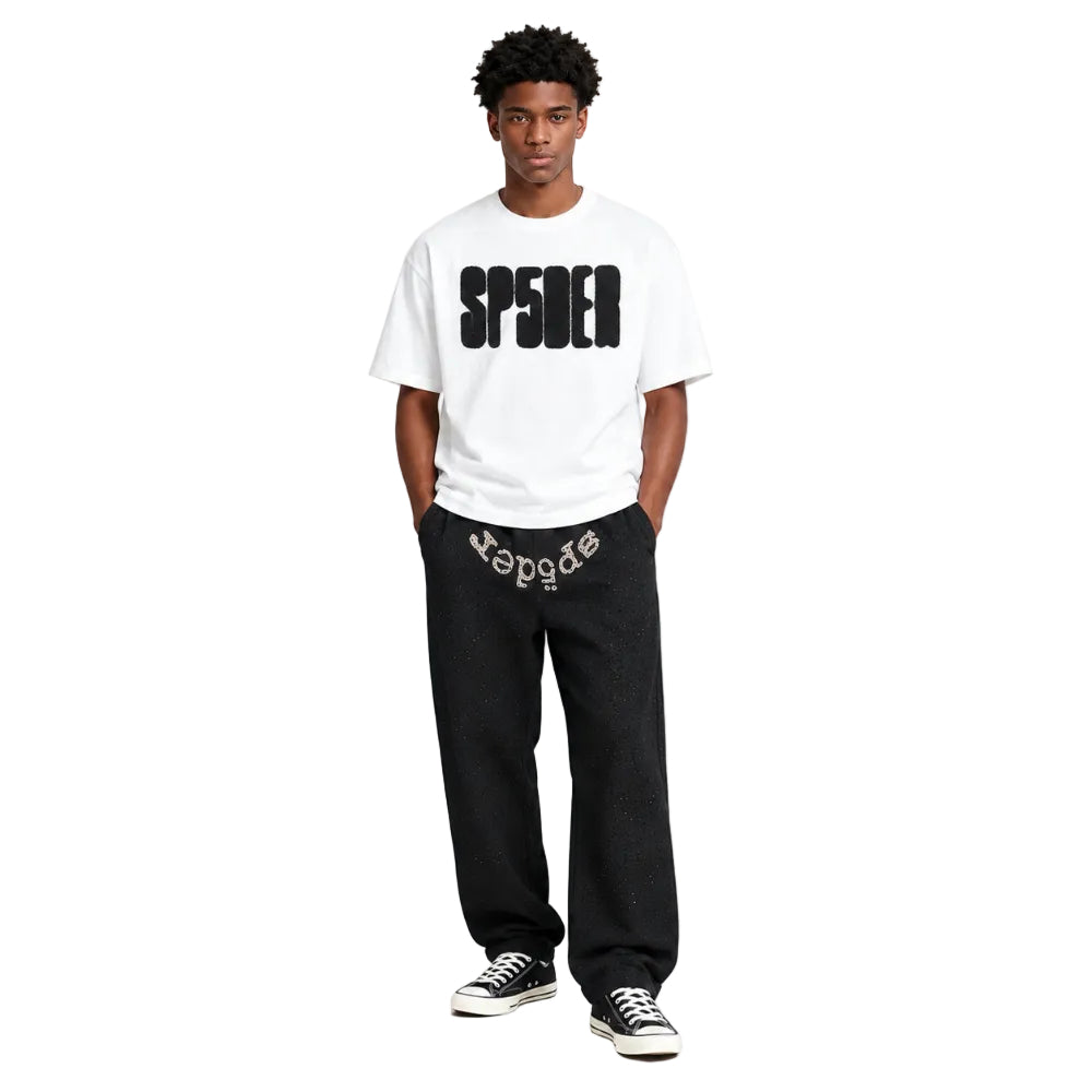 Sp5der VVS Sweatpant Black worn by model from the front