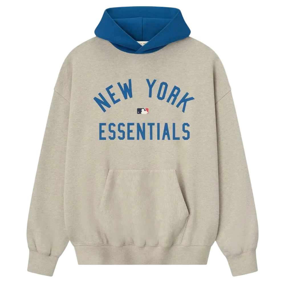 Fear of God Essentials Mets Sport Hoodie Heather Stone Blue Sapphire front product view