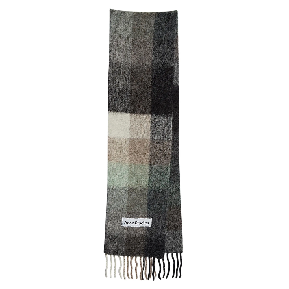 Acne Studios Mohair Checked Scarf Green/Grey/Black
