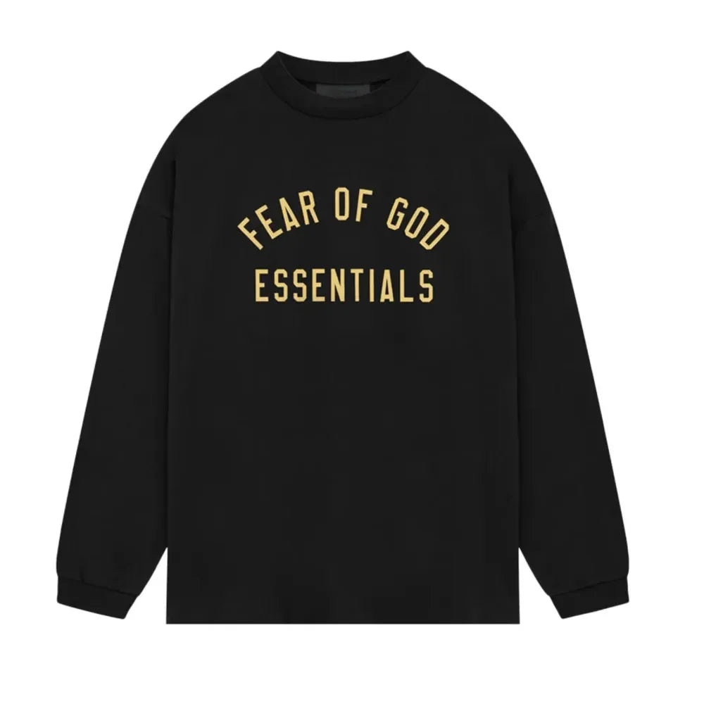 Fear Of God Essentials Jersey Long-Sleeve Tee Black - AFV Clothes