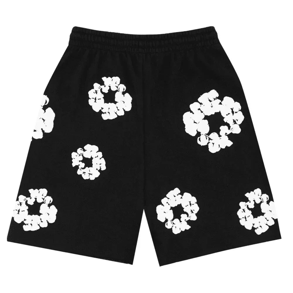 Denim Tears The Cotton Wreath Shorts Black - AFV Clothes