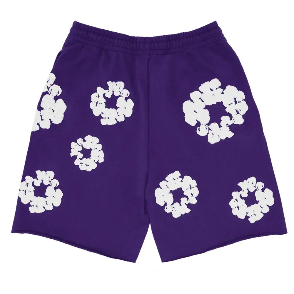 Denim Tears The Cotton Wreath Shorts Purple - AFV Clothes