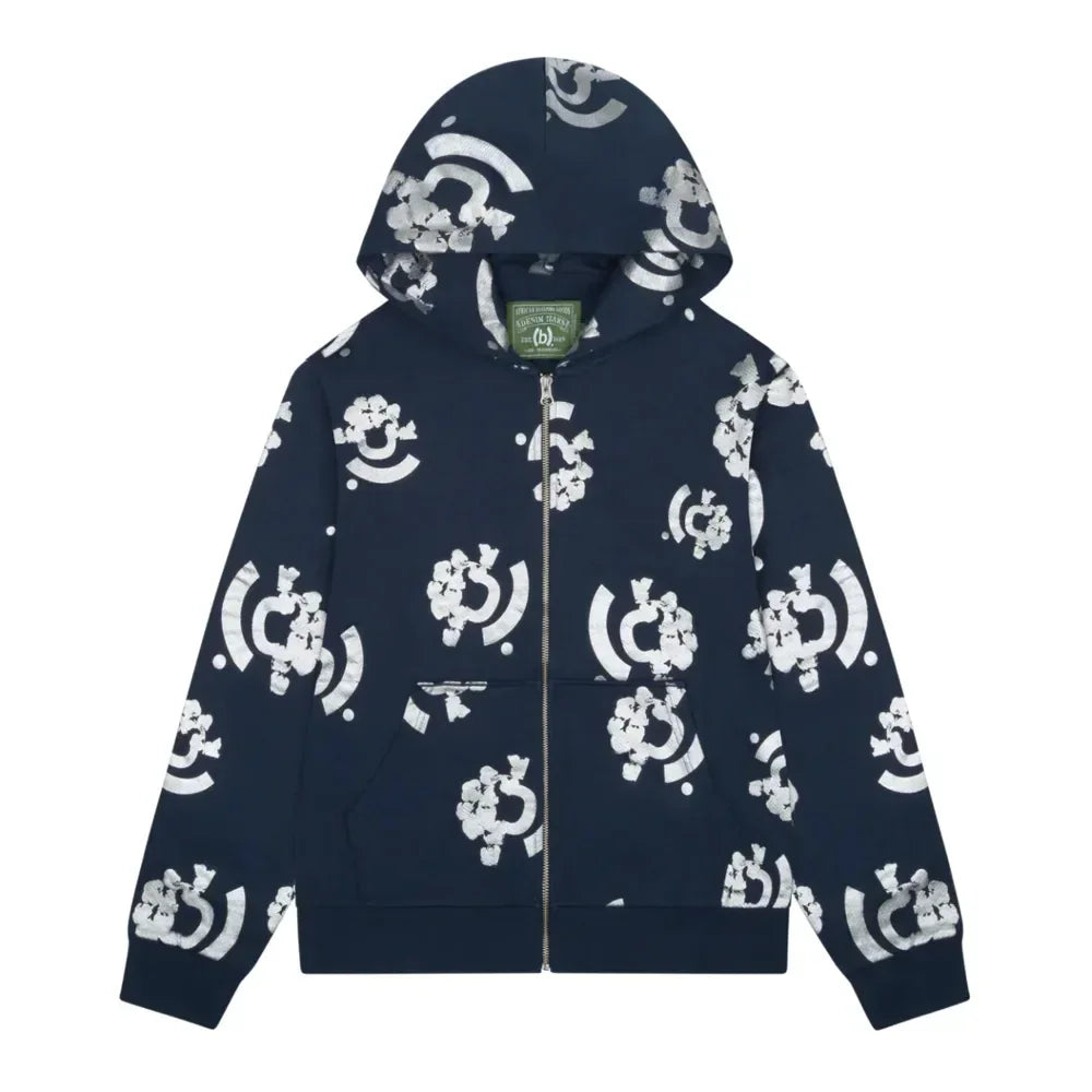 Denim Tears Bstroy Tears Zip Hoodie Blue - AFV Clothes