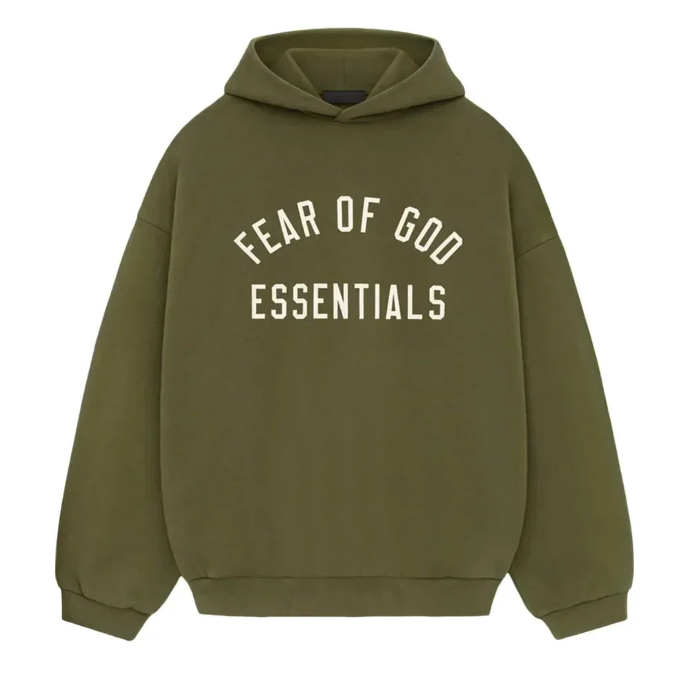 Fear of God Essentials Fleece Hoodie Military - AFV Clothes