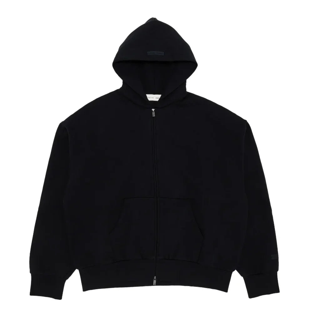Fear of God Essentials Classic Full Zip-Up Hoodie Jet Black – AFV