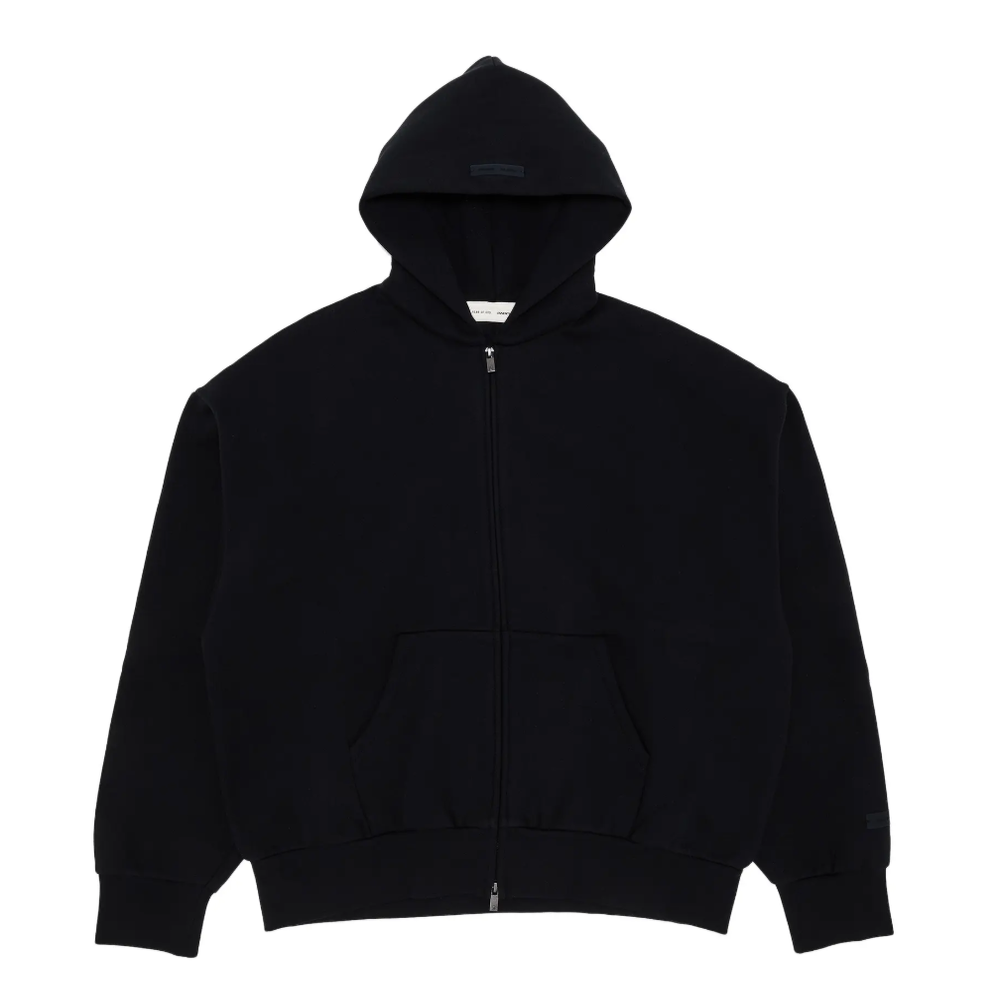 Fear of God Essentials Classic Full Zip-Up Hoodie Jet Black