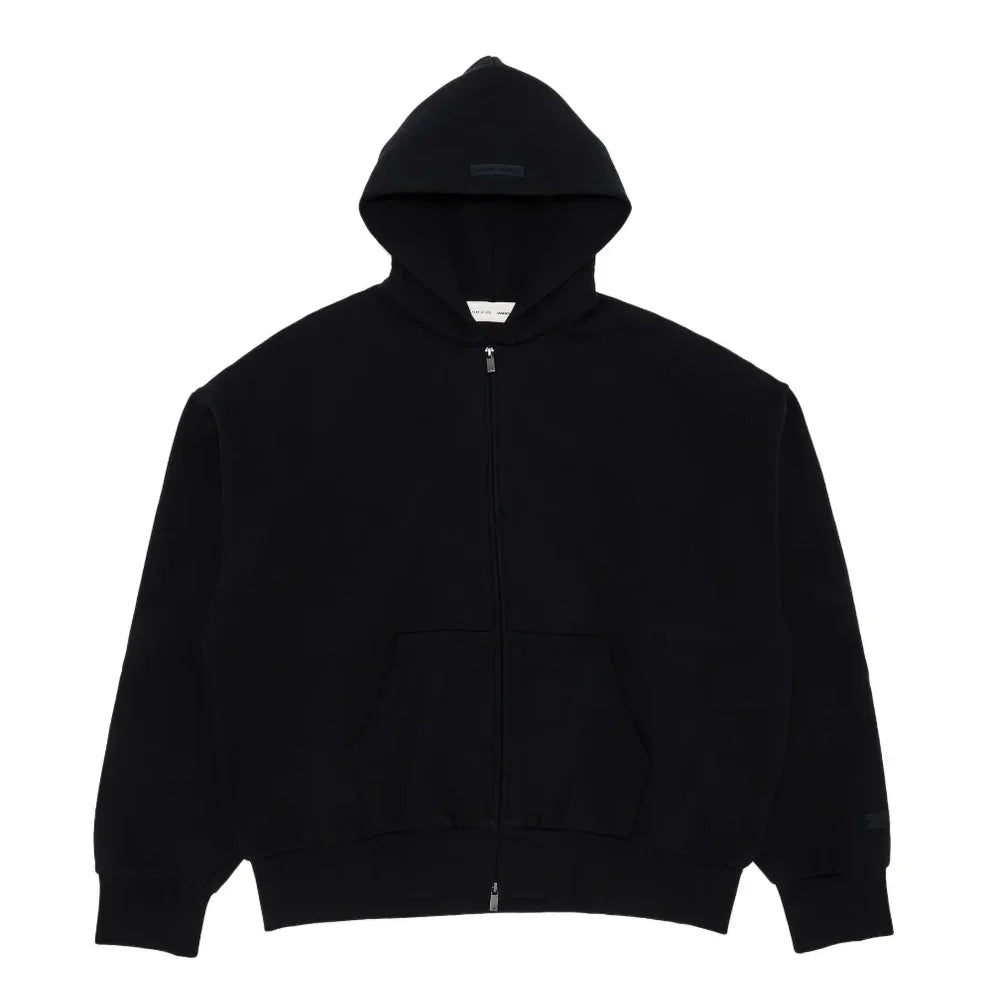 Fear of God Essentials Classic Full Zip-Up Hoodie Jet Black – AFV Fear of God Essentials Classic Full Zip-Up Hoodie Jet Black – AFV