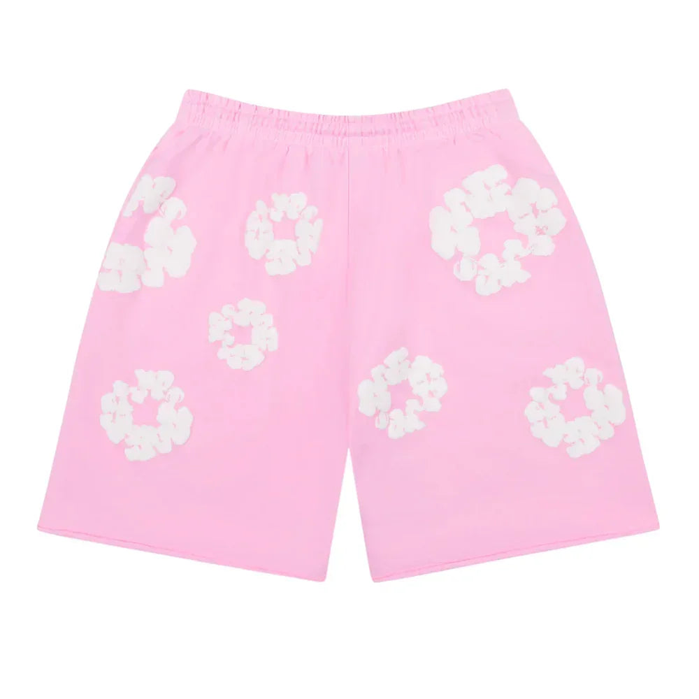 Denim Tears The Cotton Wreath Sweat Shorts Powder Pink - AFV Clothes