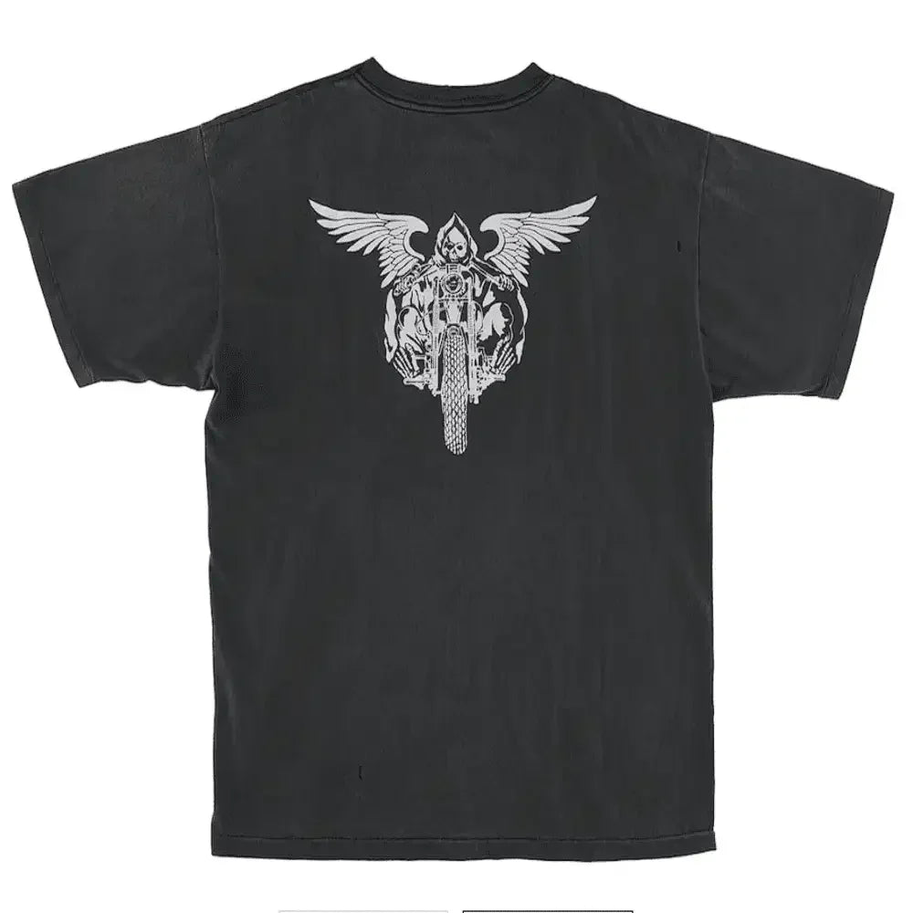 Neighborhood x Saint Michael Skull Biker T-Shirt Vintage Black - AFV Clothes
