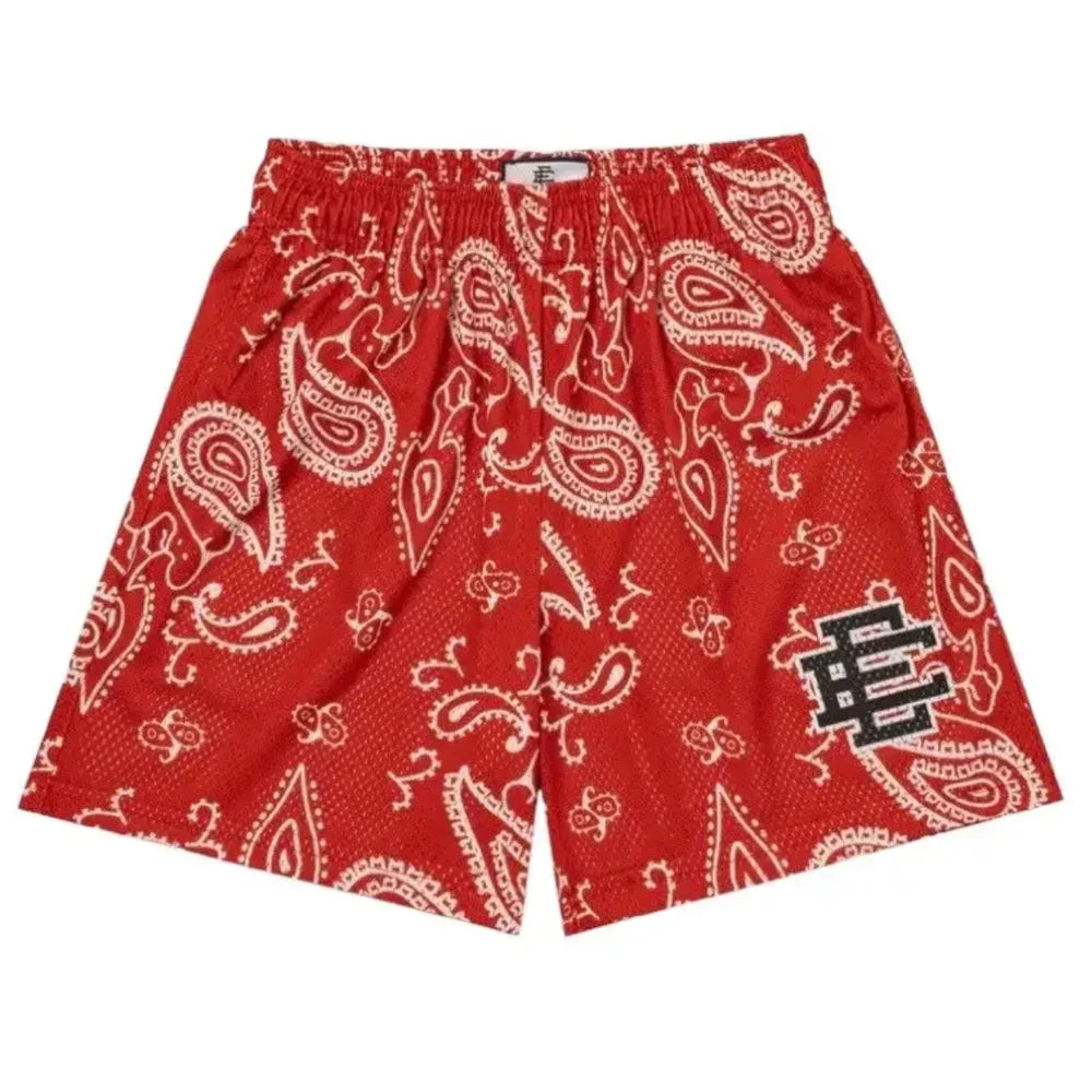 Eric Emanuel EE Basic Paisley Shorts Red White SS23 - AFV Clothes