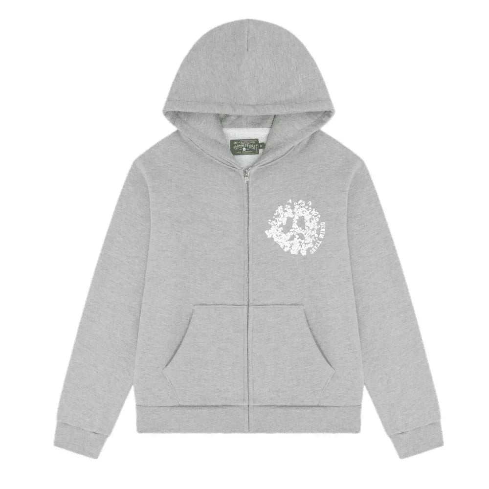 Denim Tears University Zip Hoodie Grey - AFV Clothes