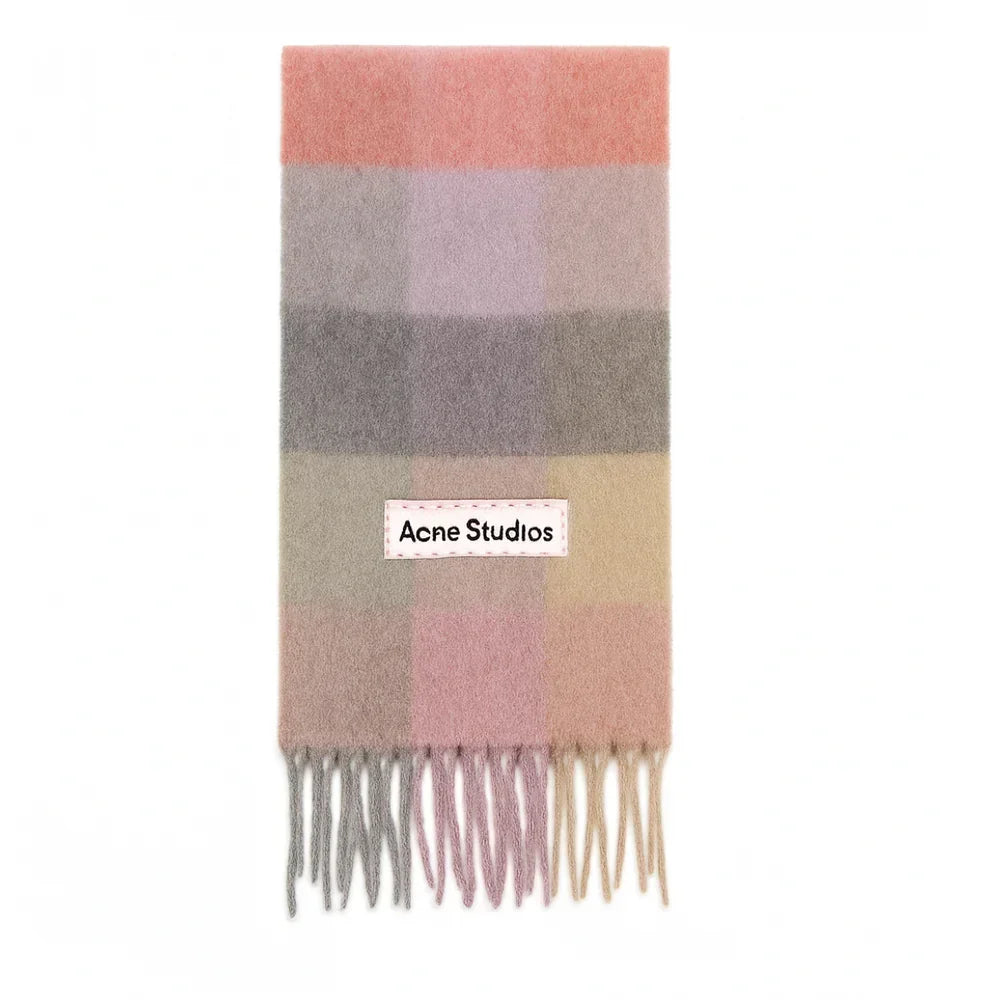 Acne Studios Mohair Checked Scarf Fuchsia/lilac/pink