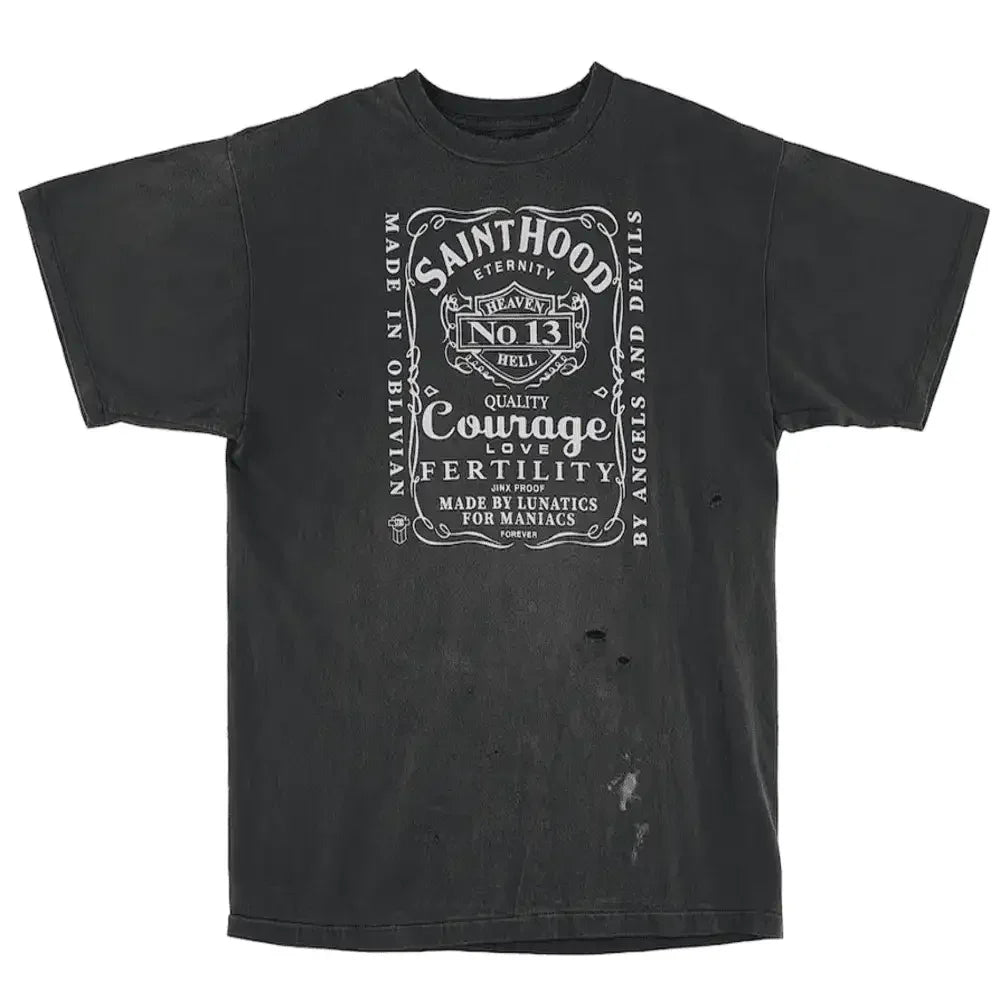 Neighborhood x Saint Michael Skull Biker T-Shirt Vintage Black - AFV Clothes