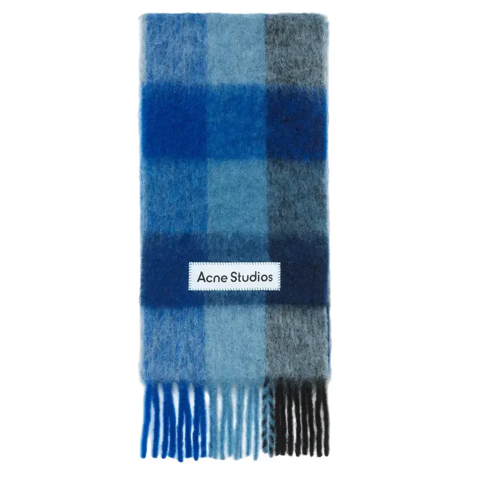 Acne Studios Mohair checked scarf Dark Navy/Black/Blue – AFV Clothes