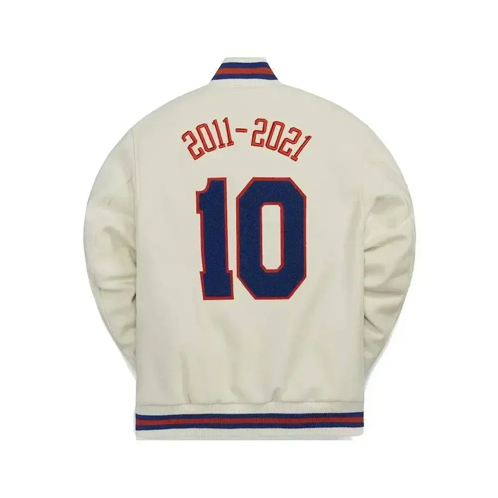 Kith New York Knicks Varsity Jacket White - AFV Clothes